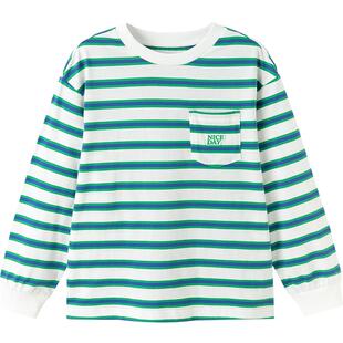 巴拉巴拉童装儿童长袖t恤男童2026春季新款上衣女童条纹速干衣服