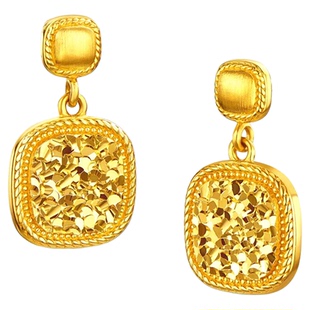 金包银碎碎冰拉丝小面包耳钉女轻奢气质几何方牌爆闪耳饰送女友