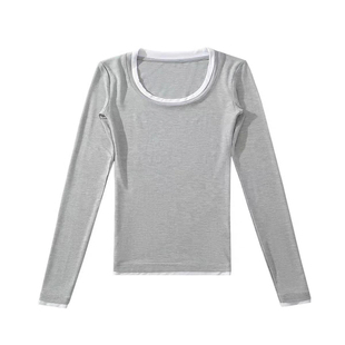 【清仓五折】【叠穿效果】假两件 腰部堆积感 小圆领tee