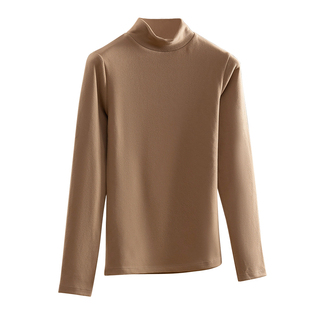 半高领德绒打底衫女秋冬新款修身显瘦内搭保暖加厚长袖百搭上衣