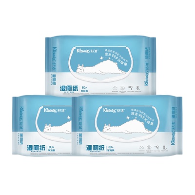 舒洁擦菌湿厕纸80片×3包×1组