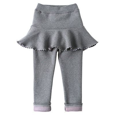 花边裙摆长裤一体绒冬季假两件