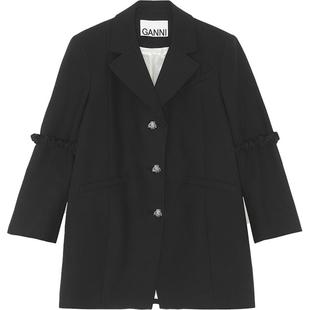【甄选折扣】GANNI女装 翻领金属扣饰棉质西装外套 F6990099