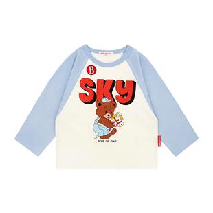 BEBEDEPINO贝贝品诺童装25秋新款儿童插件色拼长袖T恤休闲百搭