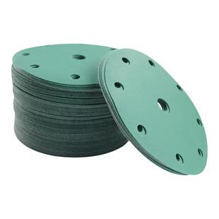 绿砂纸6寸9孔圆盘抛光打磨神器磨片不锈钢墙壁亚克力大理石家具