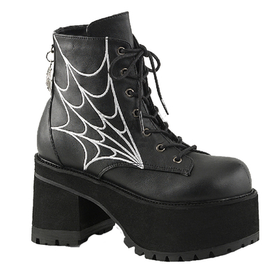 Pleaser美国黑色亚光蜘蛛网女靴