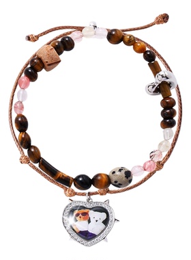 爱心铆钉小熊手串甜酷风双层叠戴