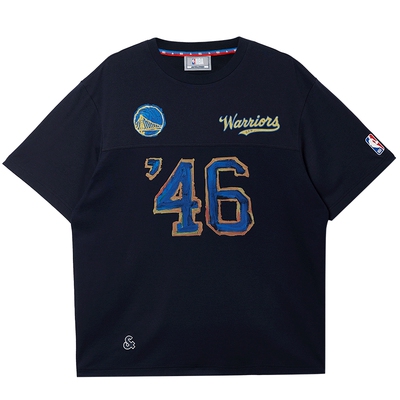 【NBA联名】杰克琼斯春夏季男装T恤宽松罗纹圆领短袖精致数字图案