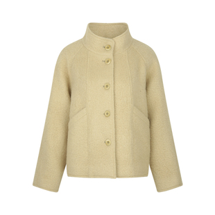 BLUEerror 立领加厚保暖短款毛呢外套女宽松法式羊毛呢子冬季新款