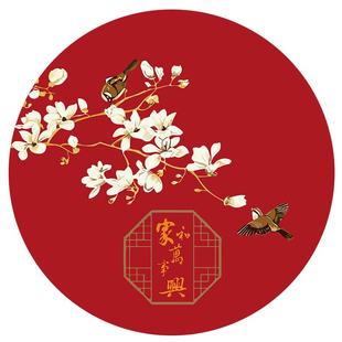 diy数字油画花卉海棠圆形填色中式古典花鸟填充装饰油彩挂画新款