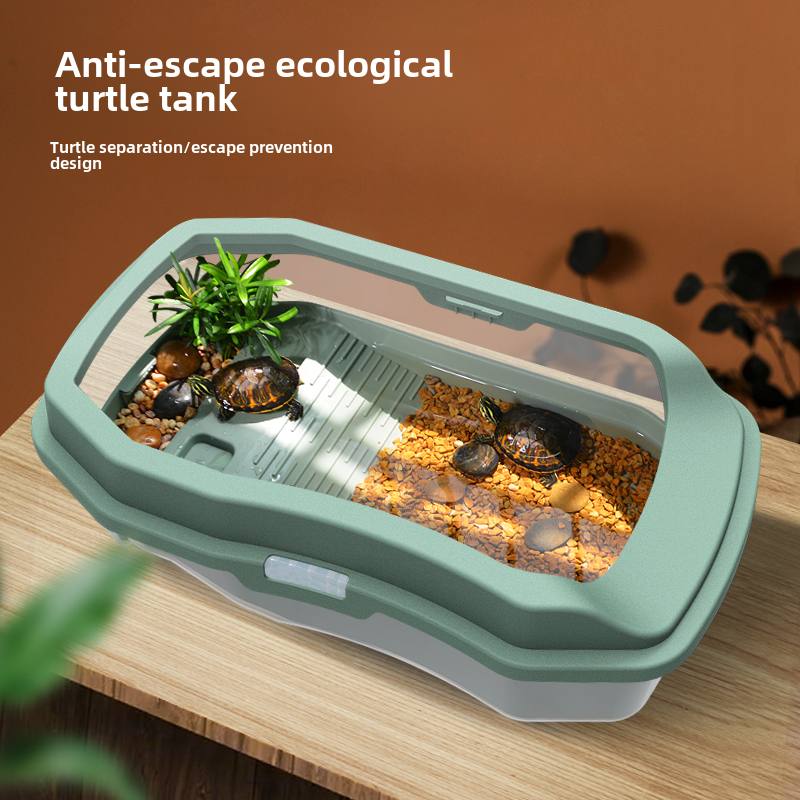 乌龟缸带晒台生态造景别墅家用养龟的专用缸巴西龟草龟鳄龟饲养箱