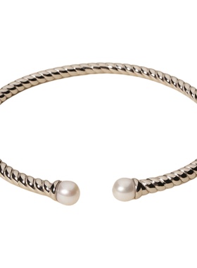 素图简约小众纯银麻花手镯女款