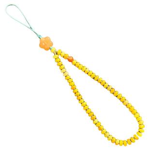 新品天然黄翡算盘珠隔片手机链挂件防丢手腕款玉石挂链钥匙扣挂饰