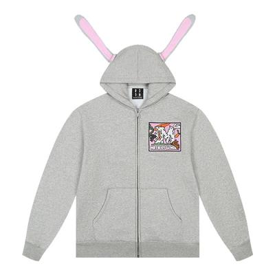 MEDM兔耳加绒拉链连帽卫衣