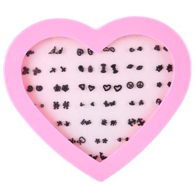 韩版超小迷你防过敏盒装黑白耳钉