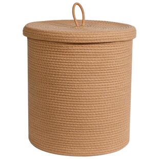 ins脏衣篮家用带盖编织框脏衣篓藤编脏衣服收纳筐民宿棉绳换衣桶