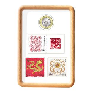 2003-2024纪念币+邮票12生肖实木相框摆台情侣生日礼物纪念送朋友