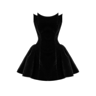 VOCK 恶魔之吻 高级感气质抹胸情人节年会丝绒修身显瘦蓬蓬连衣裙