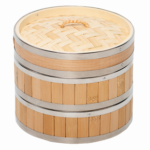 黄一府蒸笼家用小蒸屉竹制蒸格不锈钢手工高级小笼包竹子蒸锅笼屉