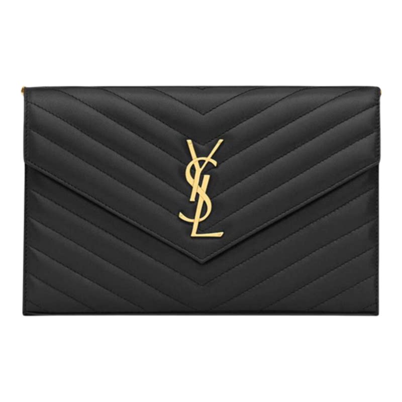 壹所奢品/圣罗兰/经典款信封黑金 中号/单肩斜挎包 奢侈品女包