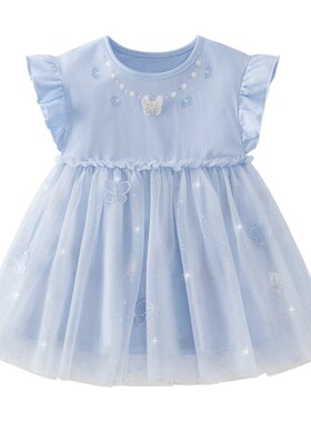 女童网纱裙小童夏日洋气连衣裙女孩裙子夏装潮宝生日礼服公主裙