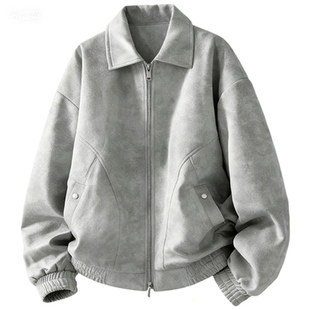 班尼路SK复古麂皮绒夹克男女2026新款机车磨毛皮衣冬季加绒外套YS