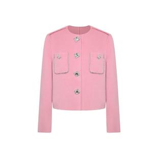 Maison Wester秋季流行百搭通勤小圆领双面呢外套可露丽穿搭