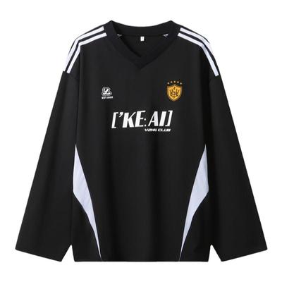 Y2NG Sport core 美式复古运动球衣撞色V领长袖T恤解构套头上衣