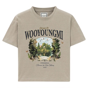 新品WOOYOUNGMI26春夏女士潮流时尚日常舒适花园图案印花短袖T恤