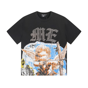 MIXED EMOTION HIP HOP T SHIRT美潮复古高街烫钻印花纯棉短袖T恤