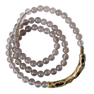 原创复古灰玛瑙石多层手链项链双用女个性多圈石珠子手串串珠饰品