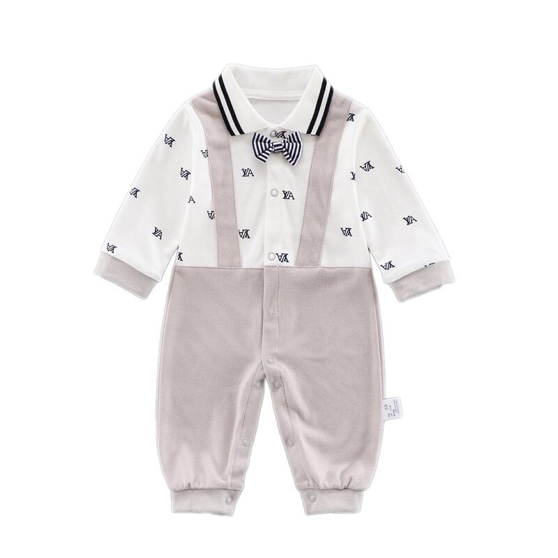 婴幼儿哈衣纯棉领结爬服衫礼服