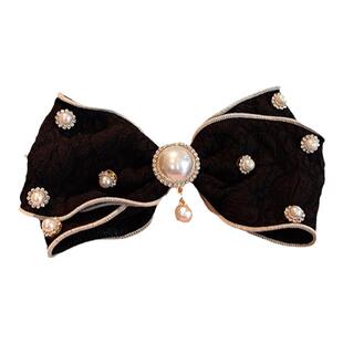 韩式半扎发白色蝴蝶结发卡发夹2025新款高端女大号高级感抓夹头饰