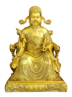 纯黄铜文昌帝君摆件张亚子坐像