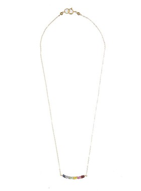 天然蓝宝石锁骨链三合一草包金