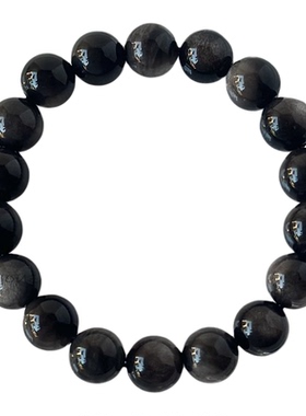 天然银曜石细闪圆珠手链百搭