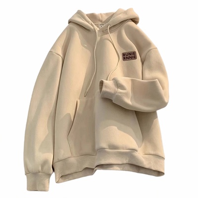 男童红色连帽卫衣秋款宽松儿童衣服冬装2025新款加绒加厚青少年潮