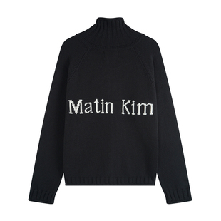 【官方】matin kim高领针织开衫男女宽松休闲拉链毛衣外套秋