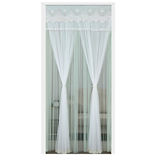 门帘双层纱帘卧室蕾丝门帘隔断帘窗帘风水帘卫生间装饰半帘免打孔