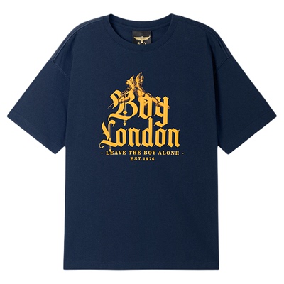 BOYLONDON时尚百搭灰色T恤26年夏季新款男女宽松潮牌短袖N01937