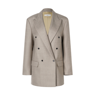 LYNEE【权力西装】双排扣廓形西装女2025新款羊毛混纺老钱风外套