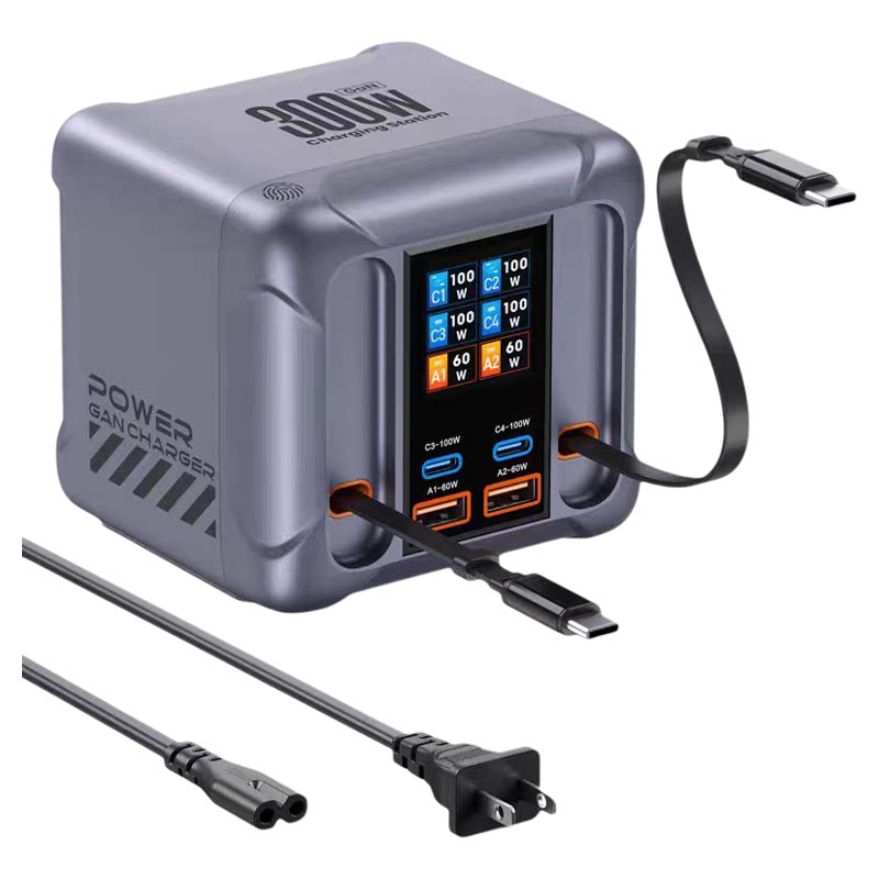 数显300W伸缩线2PD100W充电器