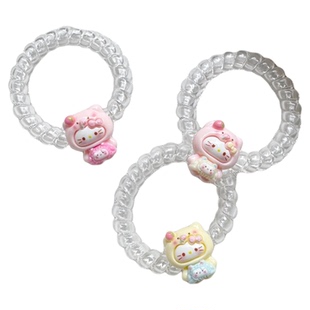 可爱围兜kt猪电话线发圈电话发绳手链情侣闺蜜少女小皮筋头绳发圈