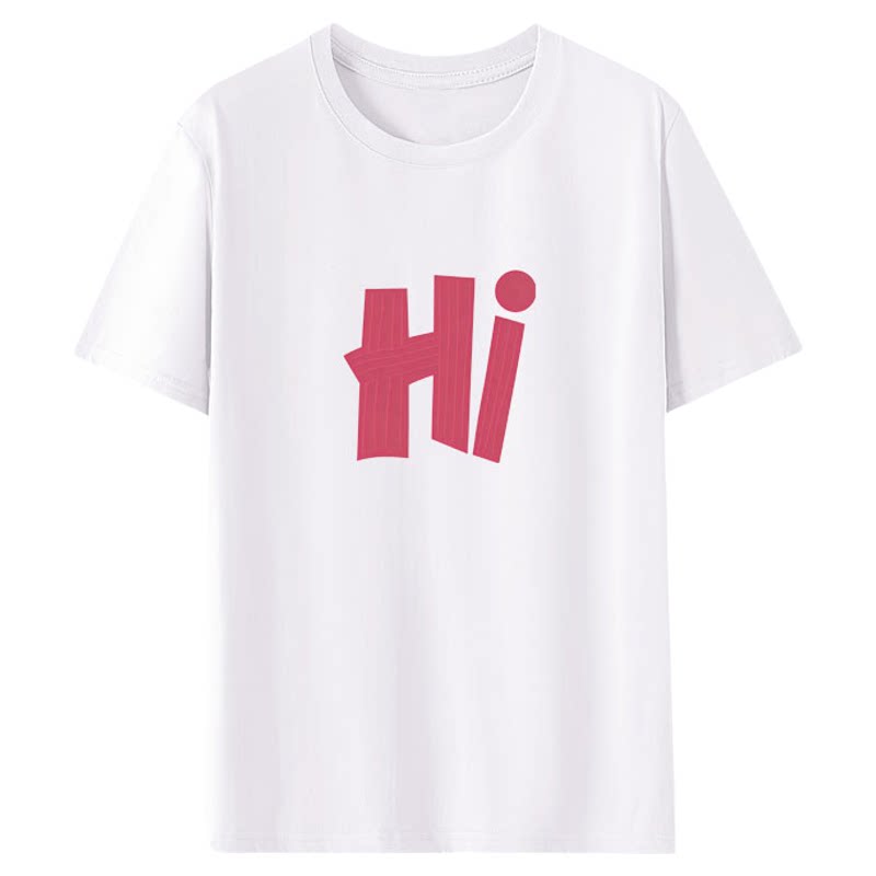 Hi字母重磅纯棉宽松短袖T恤女