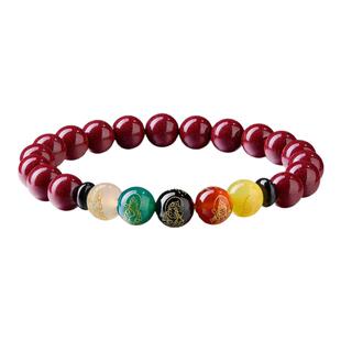 iSTONE/石头记本命年朱砂手串红色串珠手链女款新款五路财神手饰