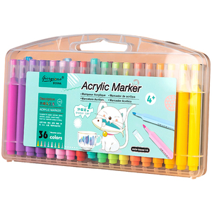 丙烯马克笔防水不透色咕卡彩笔芯学生儿童美术专用无毒可水洗小学生比心丙烯水性彩色炳漆马克笔手绘画笔DIY