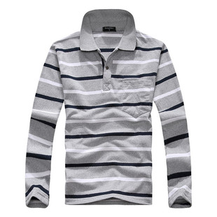 有领秋衣棉质衣服中老年长袖t恤爸爸装新款男士打底衫翻领上装