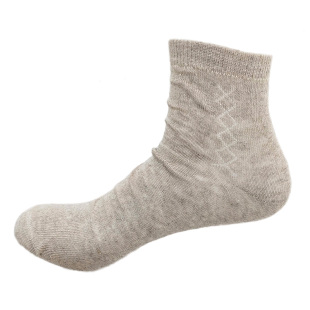 S135出口剩余 简约素色纯亚麻无骨男袜 中筒袜子商务女袜抑菌四季