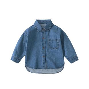 齐齐熊男童牛仔衬衫纯棉儿童春秋童装上衣宝宝休闲衬衣外套春装潮