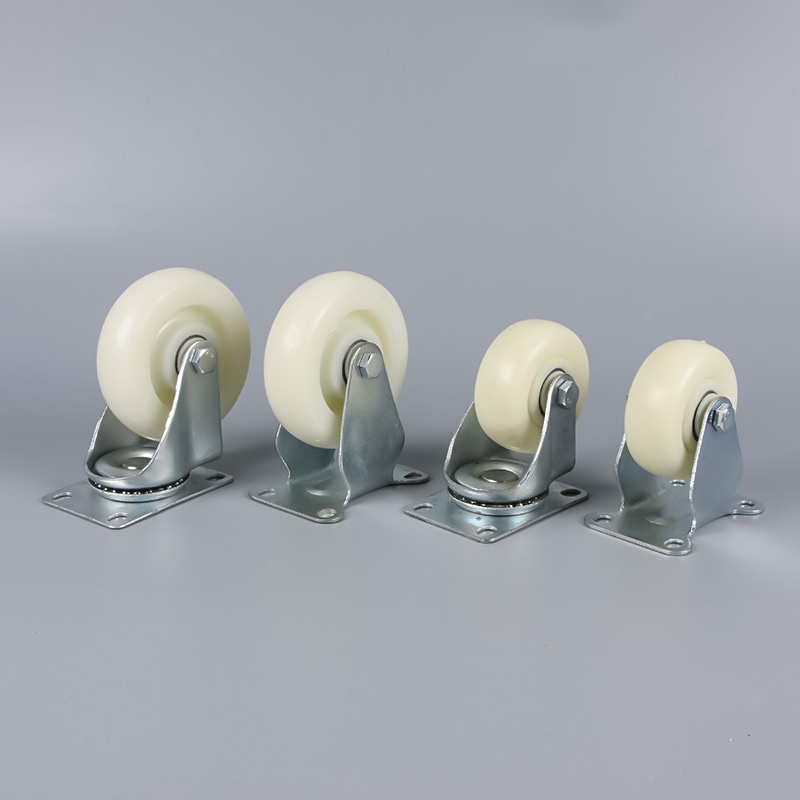 批发轻型双白脚轮 3寸4寸轮子家具移动设备乳白色刹车万向尼龙轮